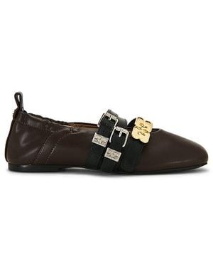 Ganni Sue Triple Mary Jane Ballerina - Black