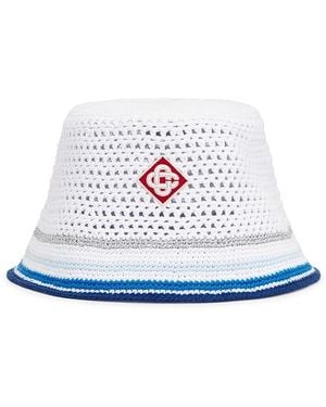 CASABLANCA Mesh Stripe Crochet Hat - White