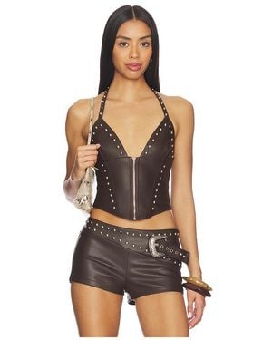 superdown Melisa Faux Leather Top - Black