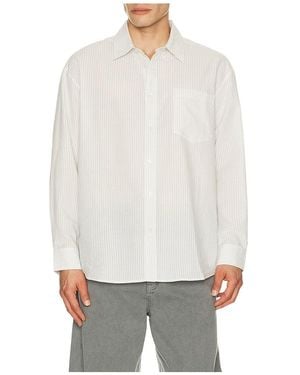 DUNST Classic Striped Bd Overshirt - White