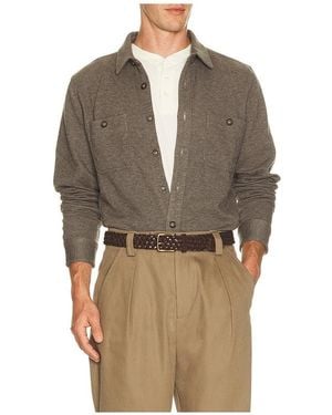 Marine Layer Pacifica Stretch Twill Overshirt - Brown
