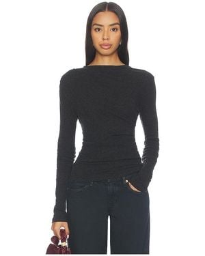 Enza Costa Jersey Long Sleeve Crew Top - Black