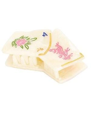 Solar Eclipse Hand-Painted Mini Flower Mahjong Claw Hair Clip - White