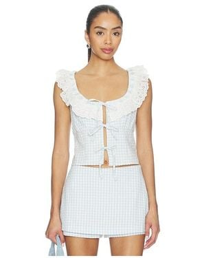 For Love & Lemons Bradford Gingham Top - White