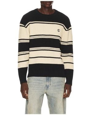 Students Golf Palmdale Stripe Knit Crew Sweater - Black