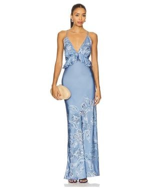 Rococo Sand Cross Back Peplum Maxi Dress - Blue