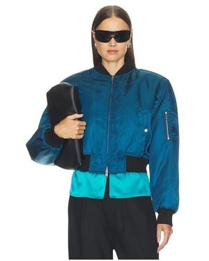 Willy Chavarria Cropped Bomber Jacket - Blue