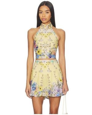 CAMILLA Halter Tie Back Top - Yellow