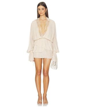 Blumarine Georgette Plisse Dress - Natural