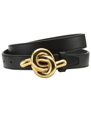 Lelet Glossy Knot Leather Belt - Black