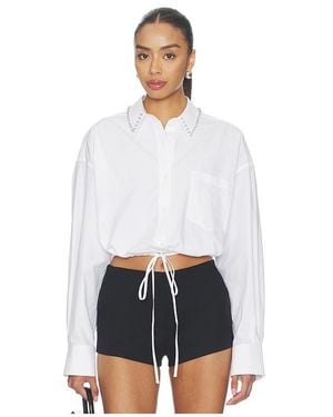 Alexander Wang Hemd Wrap With Crystal Stud Collar - Weiß