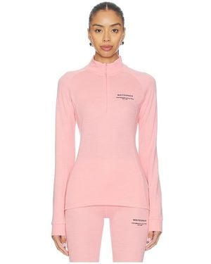 White/space Merino Mock Neck Top - Pink
