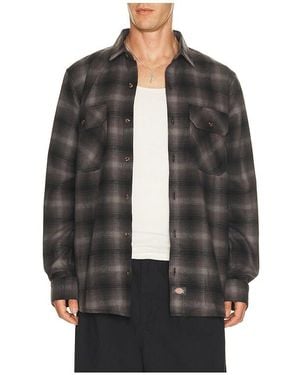 Dickies Long Sleeve Flannel Work Shirt - Black