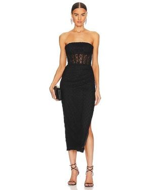 Nicholas Raina Strapless Corset Lace Midi Dress - Black