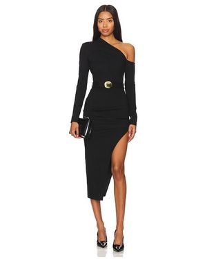 Nicholas Shiloh Asymmetrical Cold Shoulder Midi Dress - Black