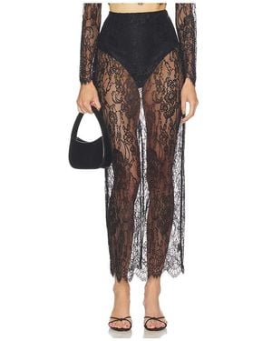 L'Agence Raymonde Maxi Lace Skirt - Black
