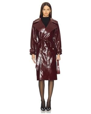 Alice + Olivia Nevada Vegan Leather Trench Coat - Red