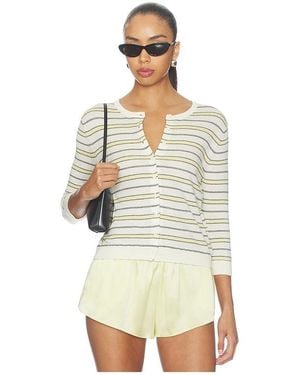Vince Striped 3/4 Sleeve Cardi en Multi - Neutre
