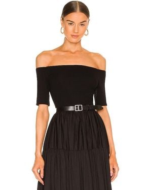 Enza Costa Half Sleeve Off-Shoulder Top - Black