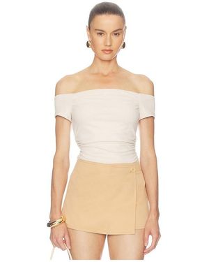 Susana Monaco Off Shoulder Short Sleeve Top - Natural