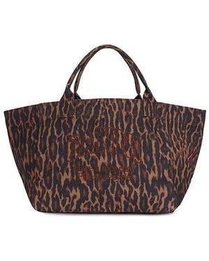 Ganni Xxl Easy Shopper Printed Gradient Leo Bag - Brown