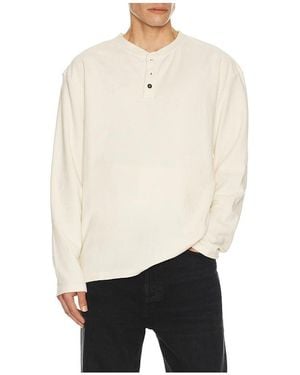 Rhythm Vintage Terry Long Sleeve Henley - White