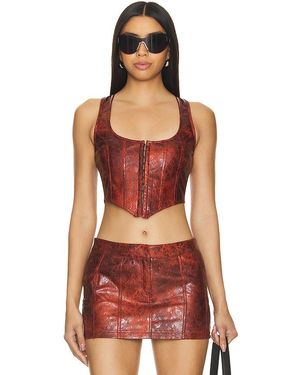 superdown Juno Faux Leather Top - Red