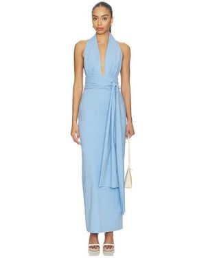 Shona Joy Campbell Halter Plunged Maxi Dress - Blue