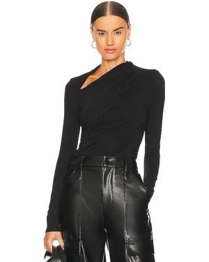 Enza Costa Lurex Jersey Slash Top - Black