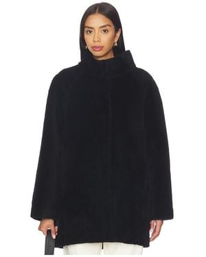 AEXAE Shearling High Neck Mid Length Jacket - Black