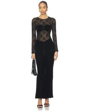 Bardot Helenie Velour Lace Maxi Dress - Black