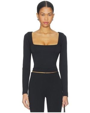 Skims Smooth Layers Square Neck Long Sleeve - Black