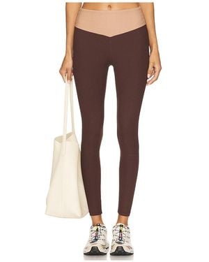 Year Of Ours Ribbed Two Tone Dip Legging - Brown
