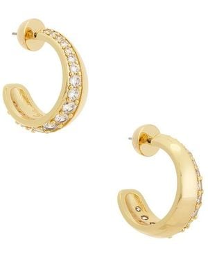 Ettika Crystal Curve Huggie Hoops - Metallic
