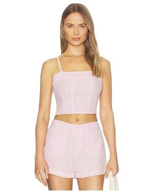 L'Agence Arlin Seamed Midi Tank en Lavender - Blanc