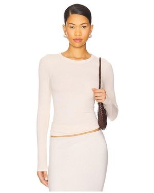 Enza Costa Silk Knit Long Sleeve Crew Top - Natural
