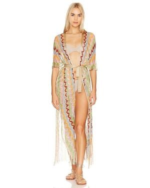 Luli Fama Here Comes The Sun Long Poncho - Natural