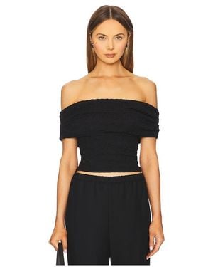 Astr Off Shoulder Textured Knit Top - Black