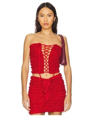 AMOR MIA Ruffled Top - Red