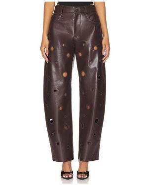 Lamarque Perforated Leather Straight-Leg Trousers - Multicolour