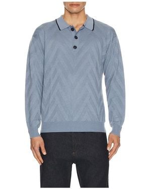 Scotch & Soda Structure Long Sleeve Polo - Blue