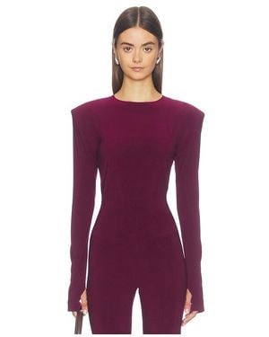 Norma Kamali Shoulder Pad Long Sleeve Crew Top - Purple