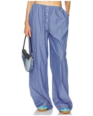 Helsa Pinstripe Poplin House Pants - Blue