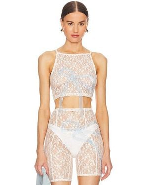 YUHAN WANG Ribbon Bow Lace Top - Natural