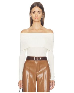 Alice + Olivia Dolan Foldover Longsleeve Pullover - Natural
