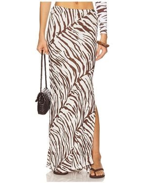Indah Lana Printed Simple Bias Maxi Skirt - White
