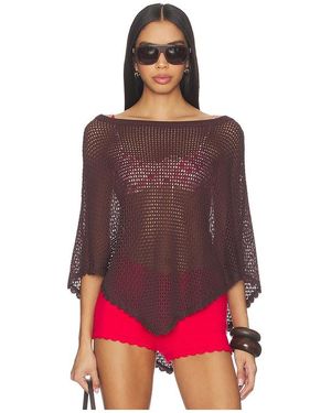 MORE TO COME Daleyza Poncho Top En Color Marrón Talla (También En Xs, S, M) - Rojo