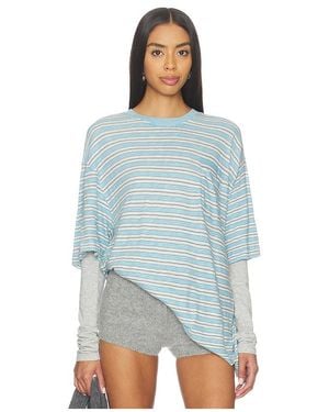 Free People X All Love Stripe Pocket Tee - Blue