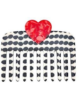Solar Eclipse Hand-Painted Polka Dot Heart Pocket Hair Comb En Color Belleza: Na Talla - Rojo