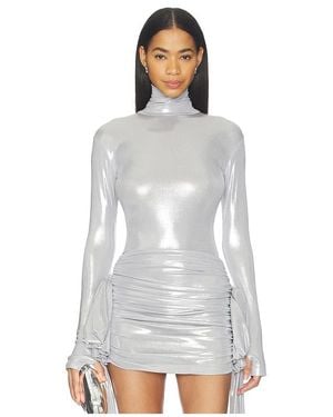 Norma Kamali Slim Fit Long Sleeve Turtle Top - White